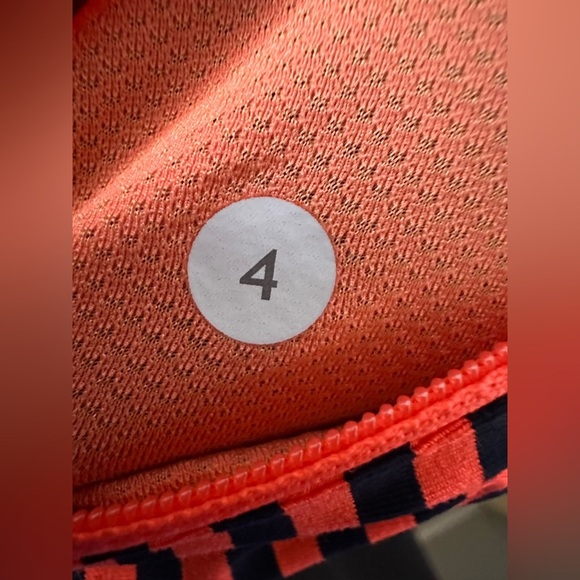 Lululemon Get Up and Glow Tights Navy Neon Orange Striped Size 4 Pockets - Picture 7 of 7